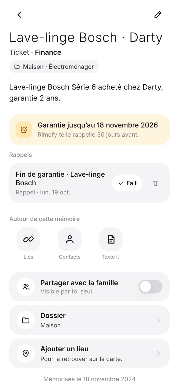 Fiche d’un lave-linge : garantie jusqu’au 18 novembre, rappel 30 jours avant
