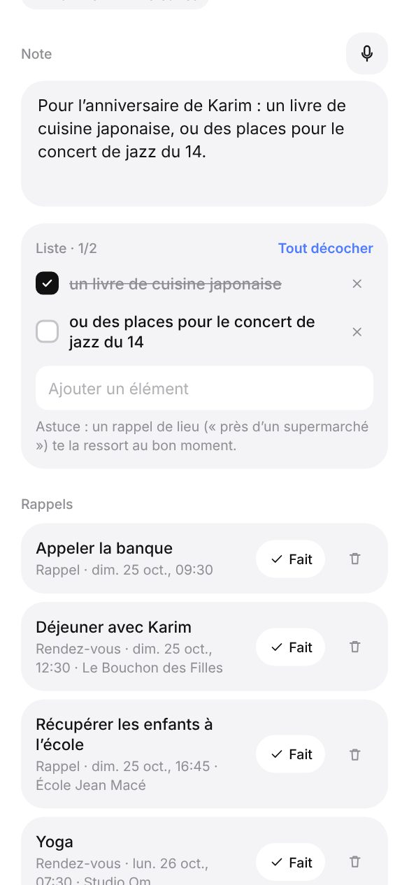 Mémo transformé en liste à cocher