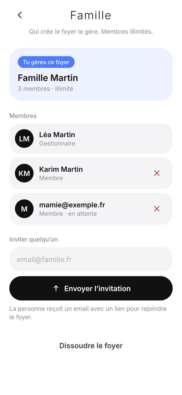 Écran Famille